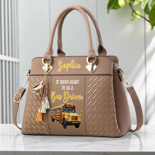 Custom School Bus Driver PU Leather Deluxe Handbag UKND5160704 - Image 6