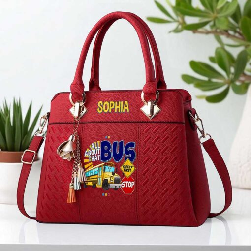Custom School Bus Driver PU Leather Deluxe Handbag UKND5160705 - Image 4
