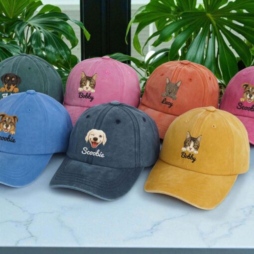Personalized Pet Photo EMBROIDERED Hat, Custom Pet Cap Dog Hat, Baseball Cap For Dog Mom - Dog Dad QFTD5070701