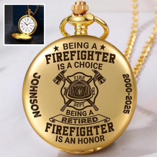 Personalized Retired Firefighter Vintage Pocket Watch UKTZ5170706