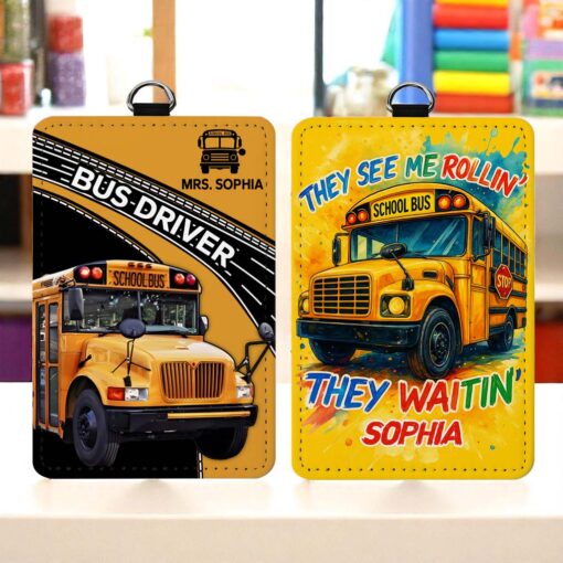 Personalized School bus driver ID card holder NPHM5190701 - Image 4
