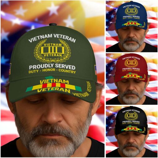 Vietnam Veteran Cap, Proudly Served, Duty - Honor - Country, Military Gifts Cap UKTD5250703