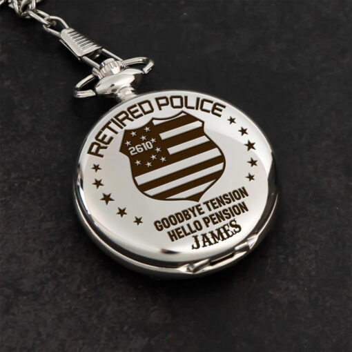Personalized Retired Police Vintage Pocket Watch UKHH250705 - Image 4