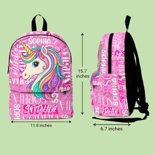 Personalized Name Letter Unicorn Backpack Set for Little Girls THND5070603-DX - Image 6