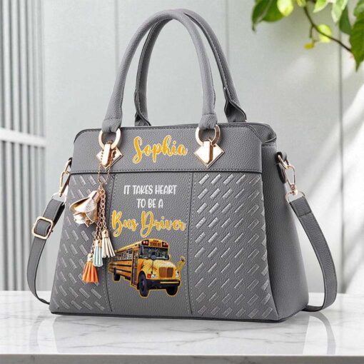 Custom School Bus Driver PU Leather Deluxe Handbag UKND5160704 - Image 7