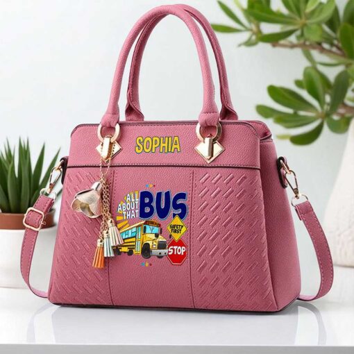 Custom School Bus Driver PU Leather Deluxe Handbag UKND5160705 - Image 3