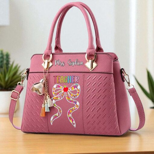 Custom Teacher PU Leather Deluxe Handbag UKND5180704 - Image 7