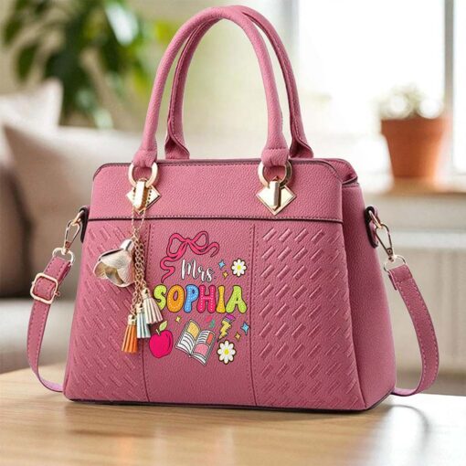 Custom Teacher PU Leather Deluxe Handbag UKND5180705 - Image 3