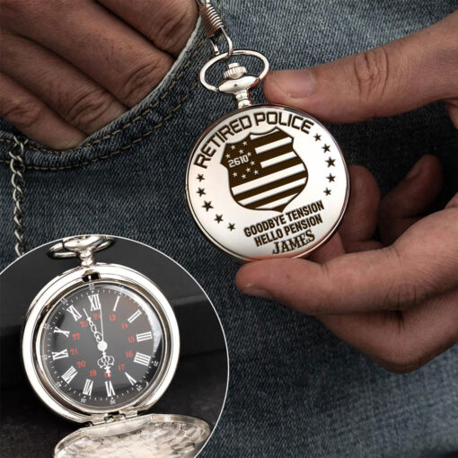 Personalized Retired Police Vintage Pocket Watch UKHH250705 - Image 3