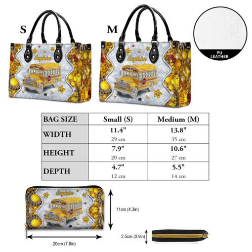 Personalized School Bus Driver Leather Handbag And Wallet QFTD5140702 - Image 6