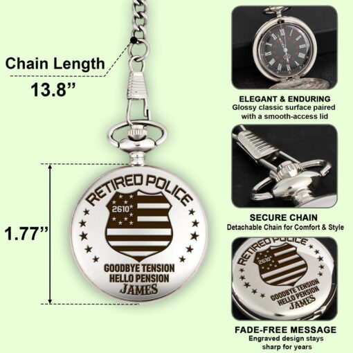 Personalized Retired Police Vintage Pocket Watch UKHH250705 - Image 6