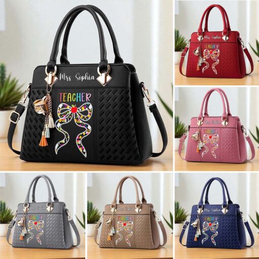 Custom Teacher PU Leather Deluxe Handbag UKND5180704