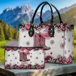 Personalized Cowgirl Boots Leather Handbag And Wallet UKHH5150701