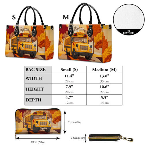 Personalized School Bus Driver Leather Pu Handbag QFTO5160701 - Image 5