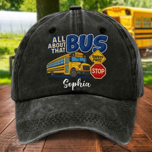 Personalized All About That School Bus Driver Denim Hat UKTD5180701 - Image 2