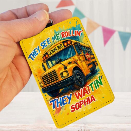 Personalized School bus driver ID card holder NPHM5190701 - Image 6