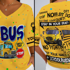 Personalized School Bus Driver V Neck Shirt, Back to School Gift, School Bus Driver Tee NPNT5240702