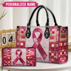 Personalized Breast Cancer Pu Leather Handbag QFNT5150701