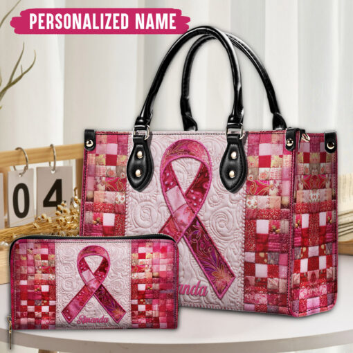 Personalized Breast Cancer Pu Leather Handbag QFNT5150701