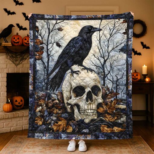 Raven Quilt Blanket, Halloween Gift NPND5090702 - Image 2