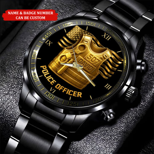 Personalized Police Business Watch, Custom Your Name And Badge Number, Watch For Policeman, Police Gifts UKTO5020802 - Image 2