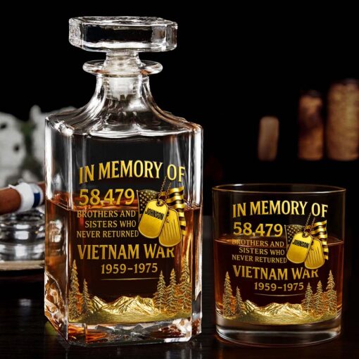 Personalized Vietnam Veteran Whiskey Glass & Bottle QFTD5060801