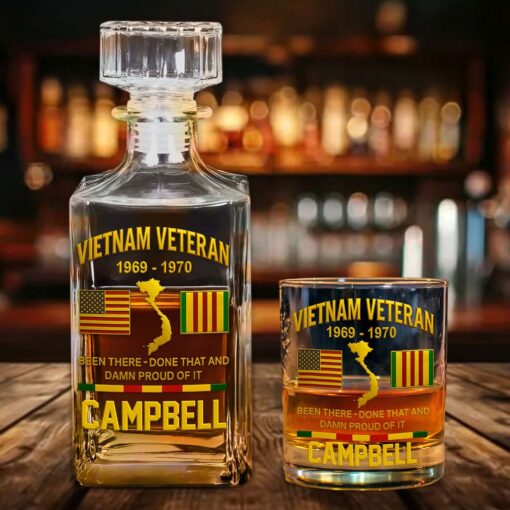 Personalized Vietnam Veteran Whiskey Glass & Bottle QFTD5060802 - Image 3