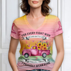 Personalized Breast Cancer Awareness V-neck T shirt UKNT5080801