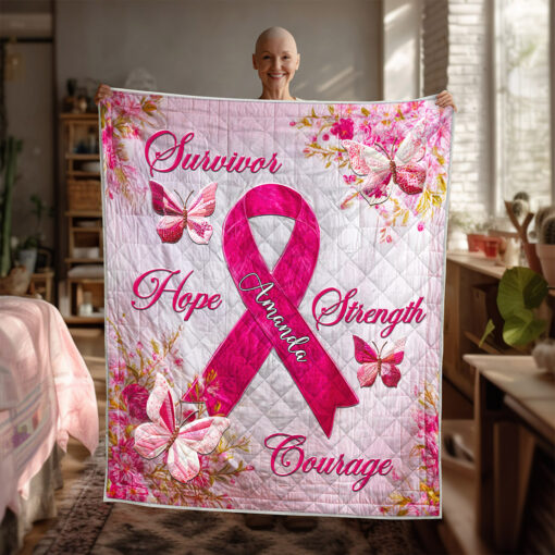 Personalized Breast Cancer Quilt Blanket QFNT5080803