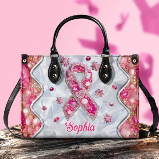 Personalized Breast Cancer Leather Handbag, Wallet QFTD5140802 - Image 3