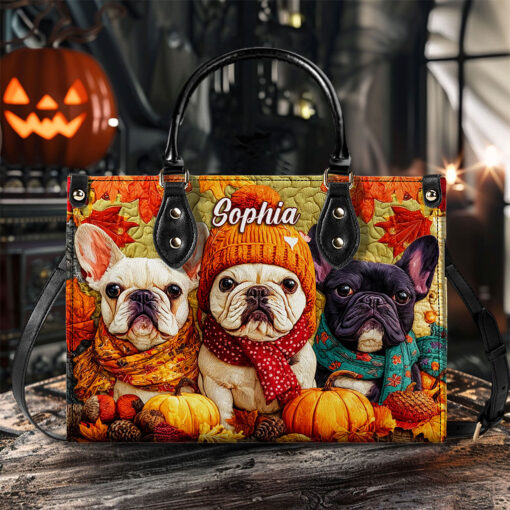 Custom Frenchie Halloween Leather Handbag UKTO5140802 - Image 2