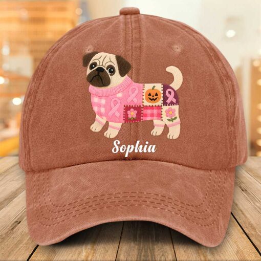 Personalized Dog Breast Cancer Dnim Hat UKTZ5280801 - Image 4