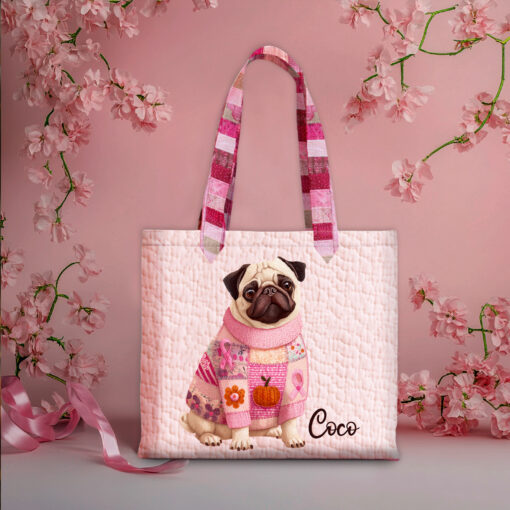 Custom Pug Dog Quilt Tote Bag THHH5290801 - Image 3