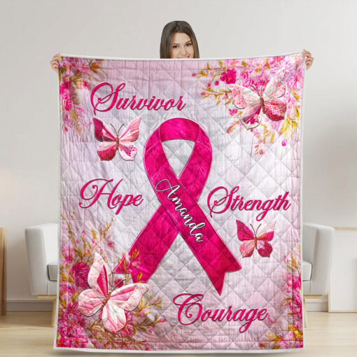 Personalized Breast Cancer Quilt Blanket QFNT5080803 - Image 2