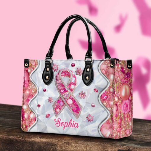 Personalized Breast Cancer Leather Handbag, Wallet QFTD5140802 - Image 2