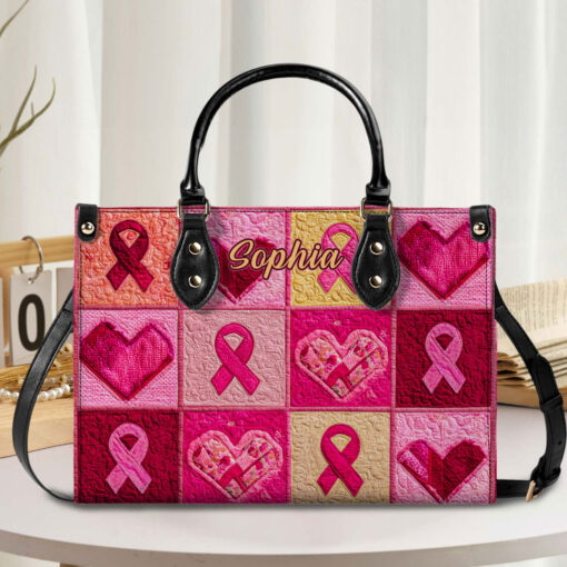 Custom Breast Cancer Leather PU Handbag UKHA5160803 - Image 2