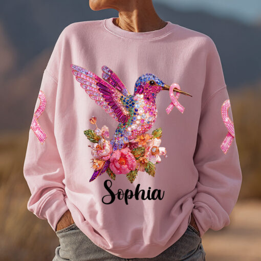 Women's Pink Ribbon T-shirt QFHM5180804 - Image 2