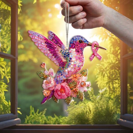 Women's Pink Ribbon Acrylic Window Hanging QFHM5190801 - Image 2