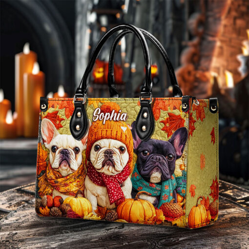 Custom Frenchie Halloween Leather Handbag UKTO5140802 - Image 3
