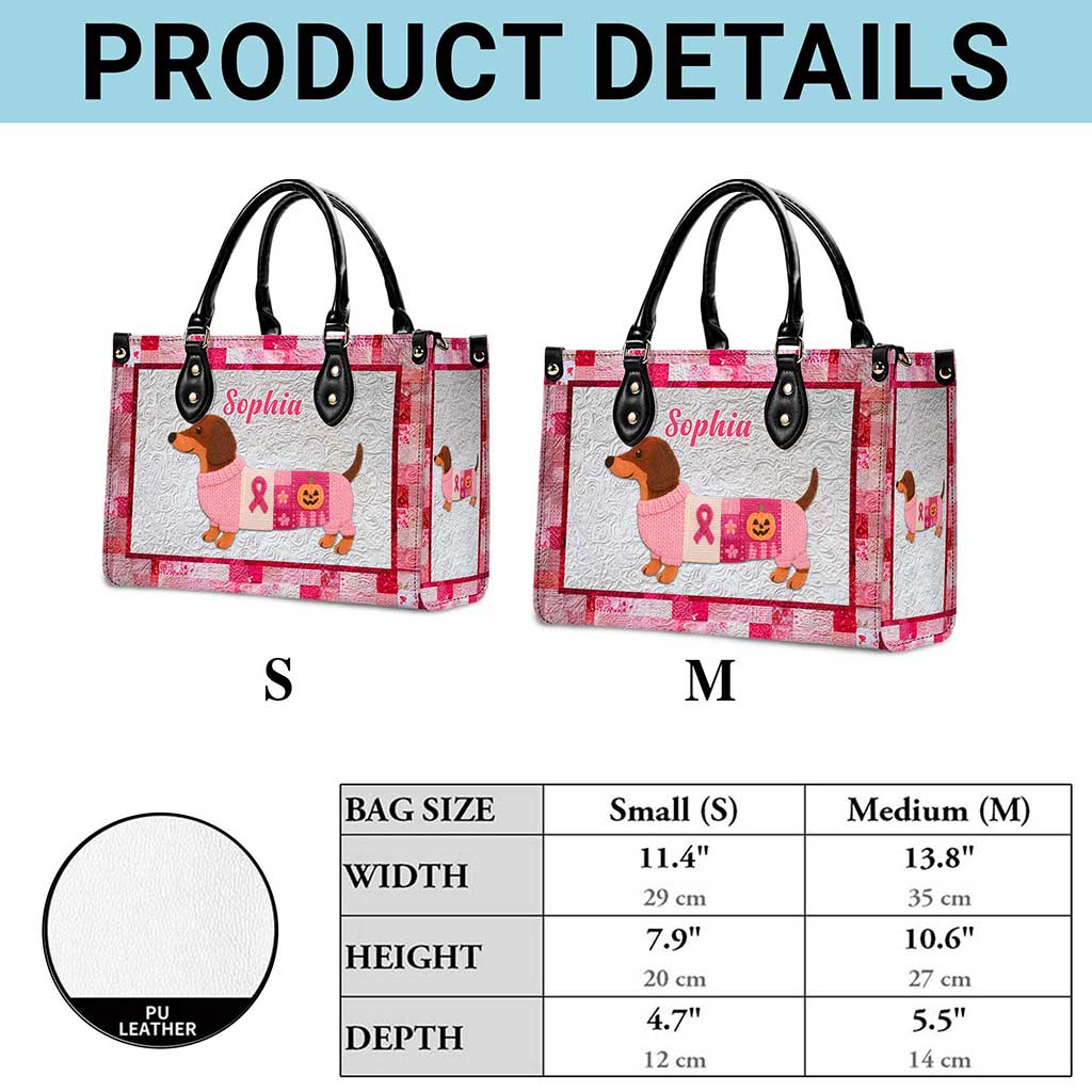 Personalized Dog Breast Cancer Leather Handbag UKTZ5280804 - Image 7