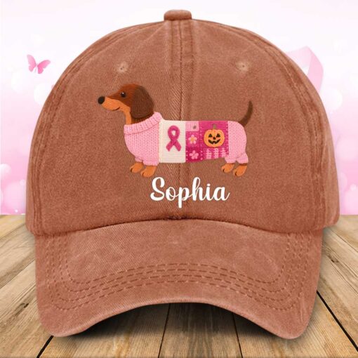 Personalized Dog Breast Cancer Dnim Hat UKTZ5280802 - Image 3