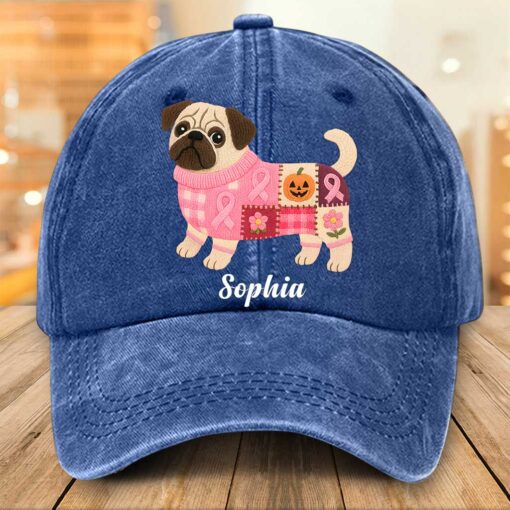 Personalized Dog Breast Cancer Dnim Hat UKTZ5280801 - Image 3