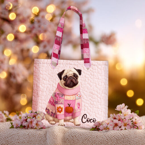 Custom Pug Dog Quilt Tote Bag THHH5290801 - Image 2