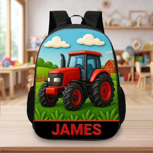 Personalized Red Tractor Back To School Backpack UKHA5050801 - Image 3