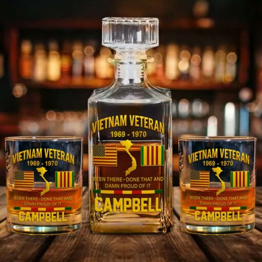 Personalized Vietnam Veteran Whiskey Glass & Bottle QFTD5060802 - Image 2