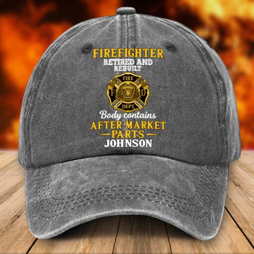 Personalized Firefighter Distressed Washed Cotton Printed Hat UKTZ5080802 - Image 4