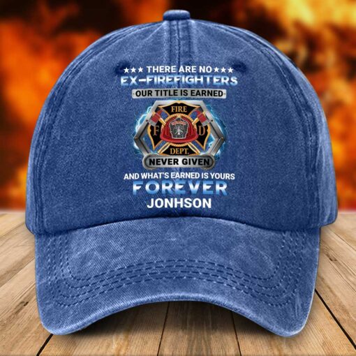 Personalized Firefighter Distressed Washed Cotton Printed Hat UKTZ5080801 - Image 4