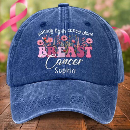 Custom Breast Cancer Denim Hat THTO5150801 - Image 3