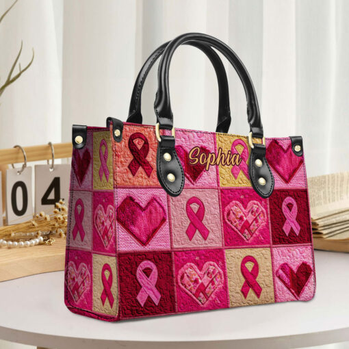 Custom Breast Cancer Leather PU Handbag UKHA5160803 - Image 4
