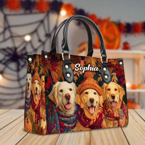 Custom Golden Retriever  Halloween Leather Handbag UKTZ5220801 - Image 4